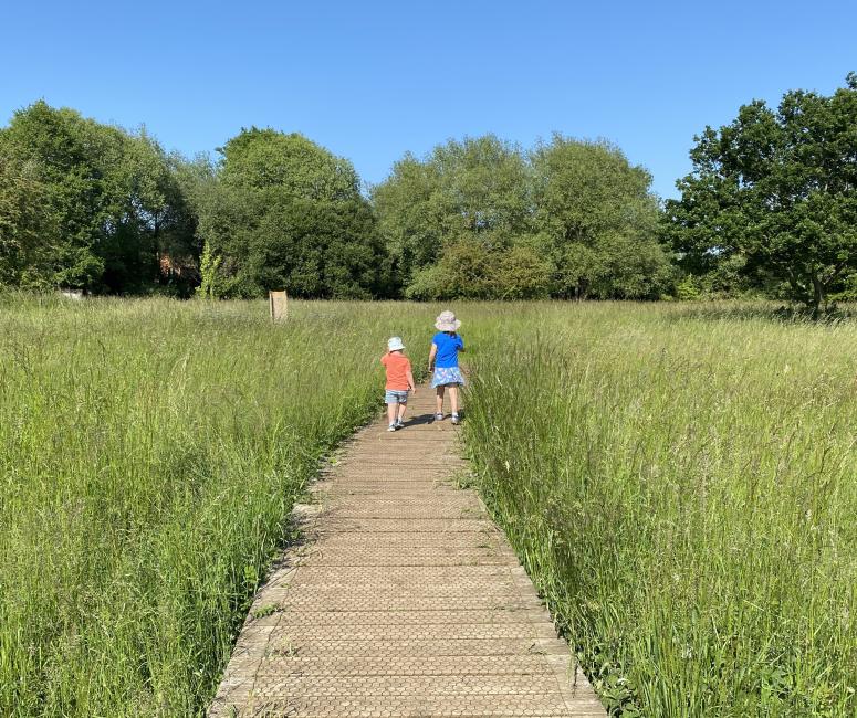 Two children in Heyford Meadow